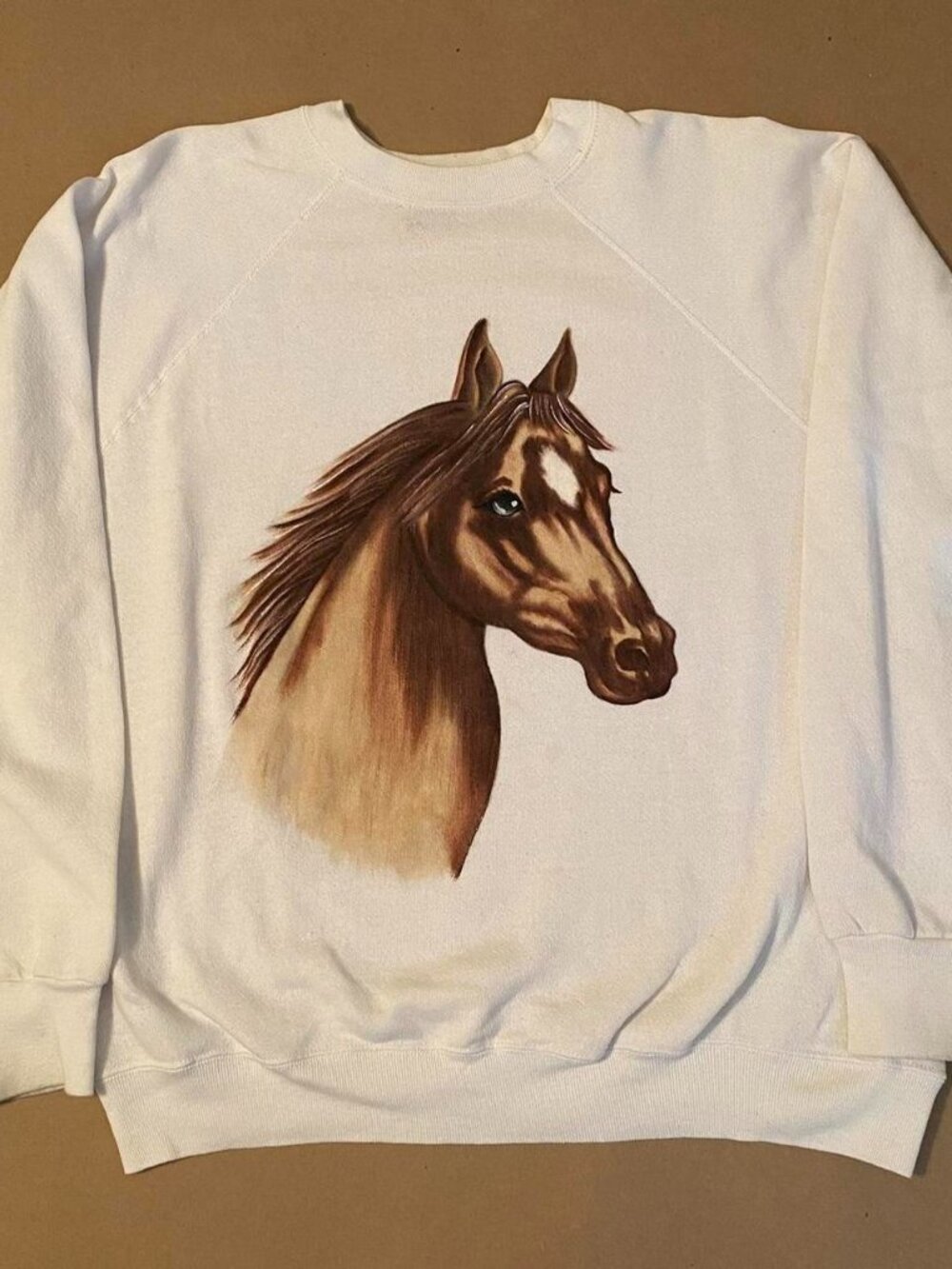 Vintage 90s brown and white horse sweatshirt
